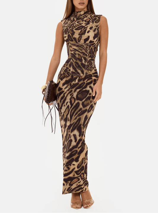 LEOPARD CORSET MAXI DRESS