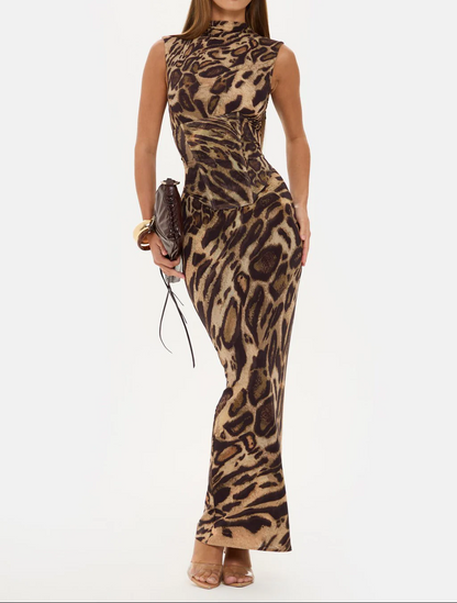 LEOPARD CORSET MAXI DRESS