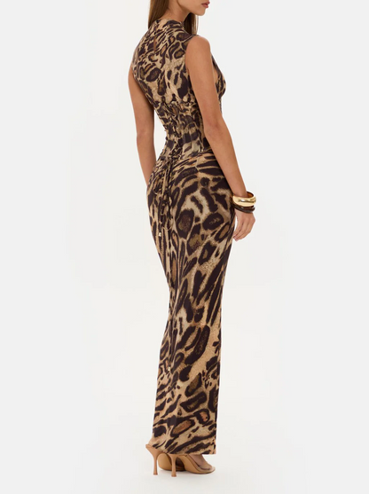 LEOPARD CORSET MAXI DRESS
