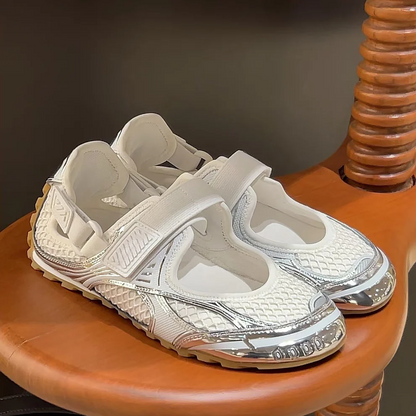 Velcro Mary Jane Women's Genuine Leather Breathable Casual Sports Shoes