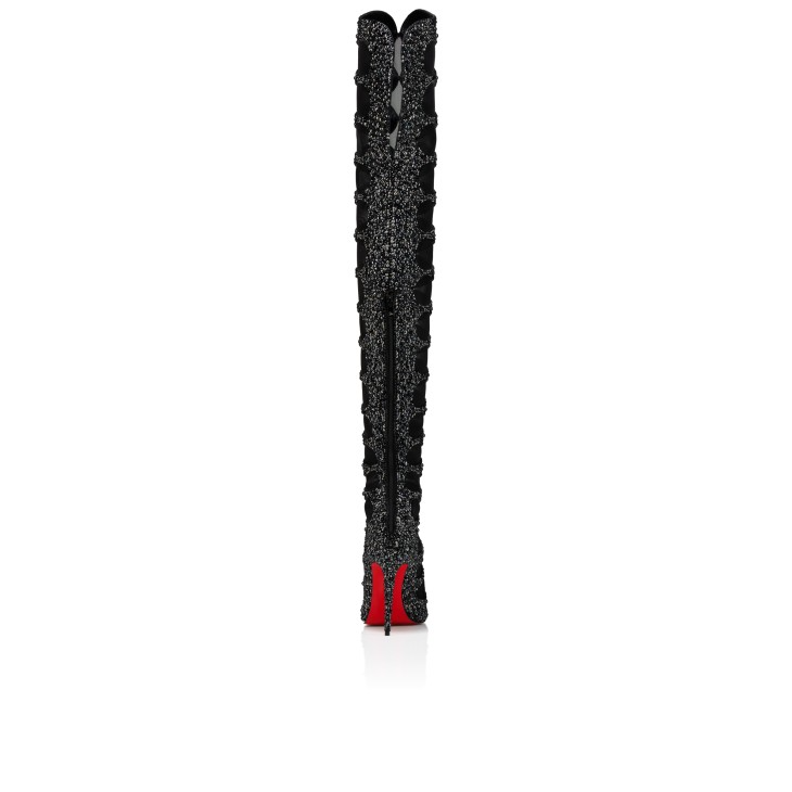 Diamond-studded knee-high boots