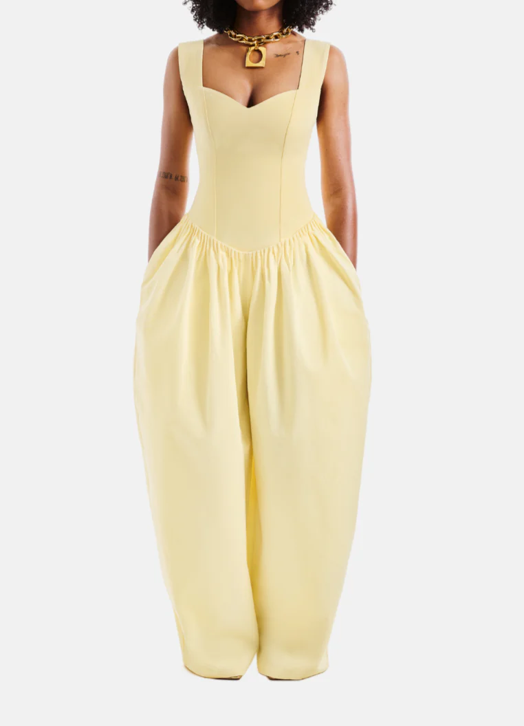 Waist-cinching wide-leg jumpsuit