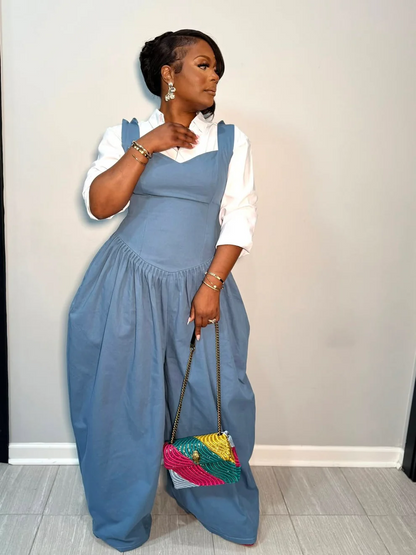 Waist-cinching wide-leg jumpsuit