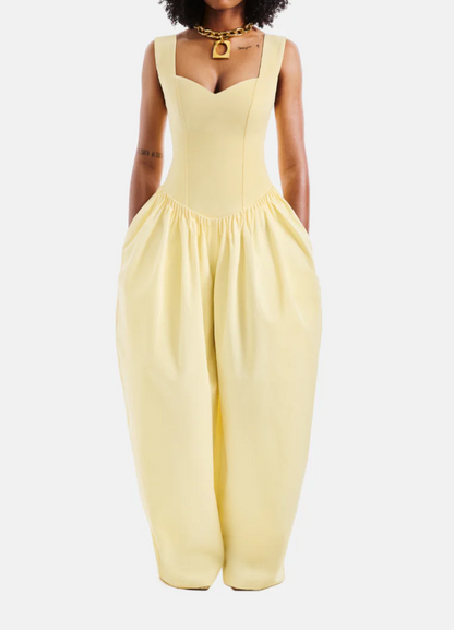 Waist-cinching wide-leg jumpsuit
