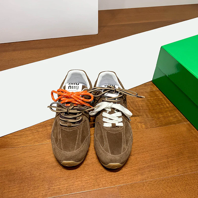 Two-tone nubuck leather lace-up Cortez shoes