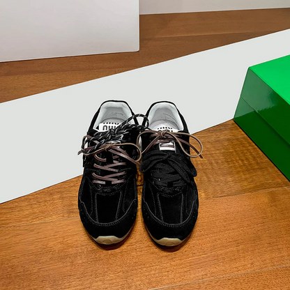 Two-tone nubuck leather lace-up Cortez shoes