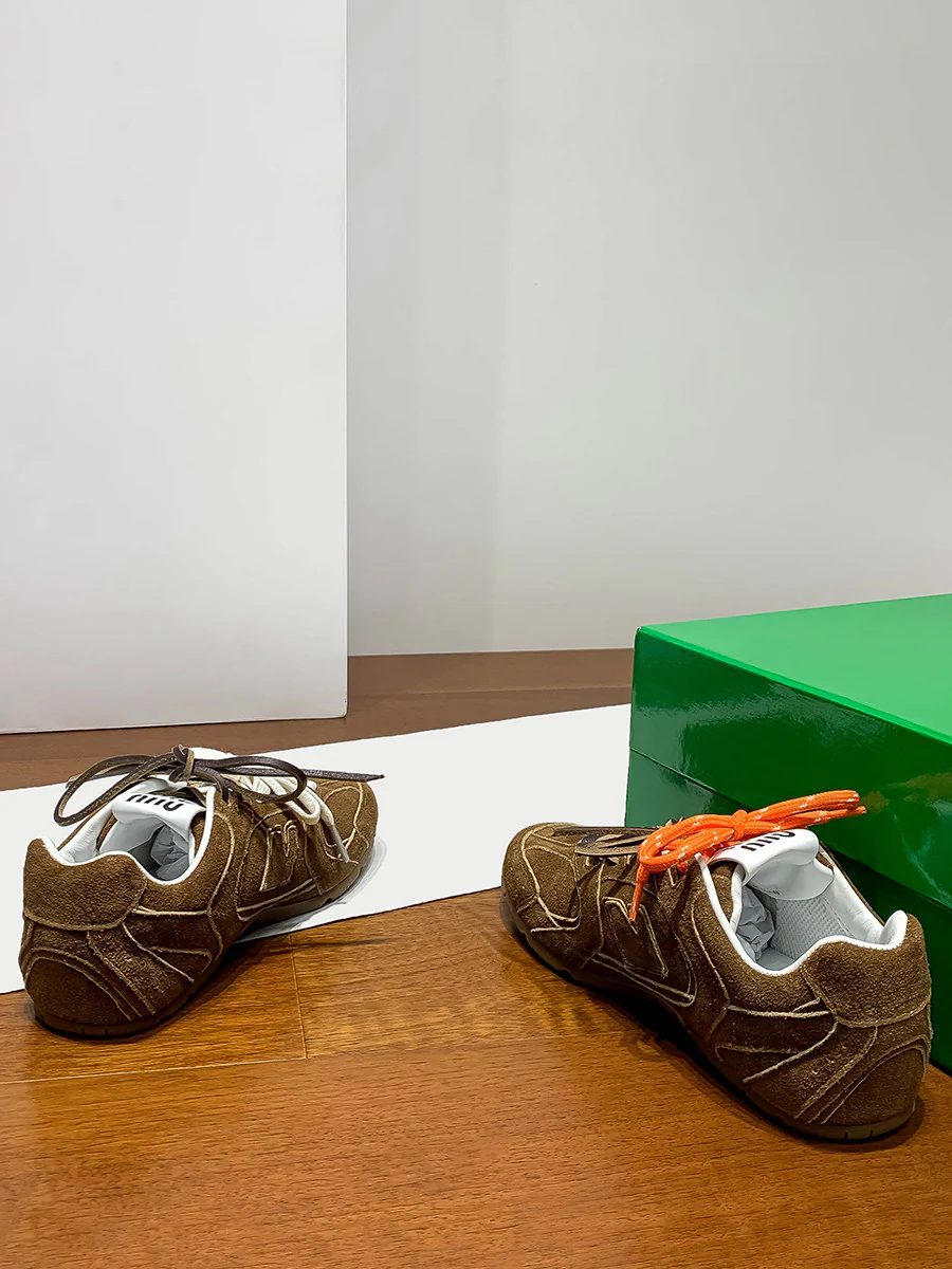 Two-tone nubuck leather lace-up Cortez shoes