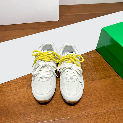 Two-tone nubuck leather lace-up Cortez shoes