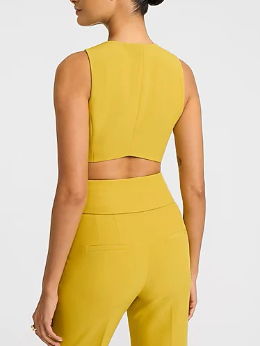 Stretch Twill Cutout Blazer Vest + High Waisted Flare Trouser