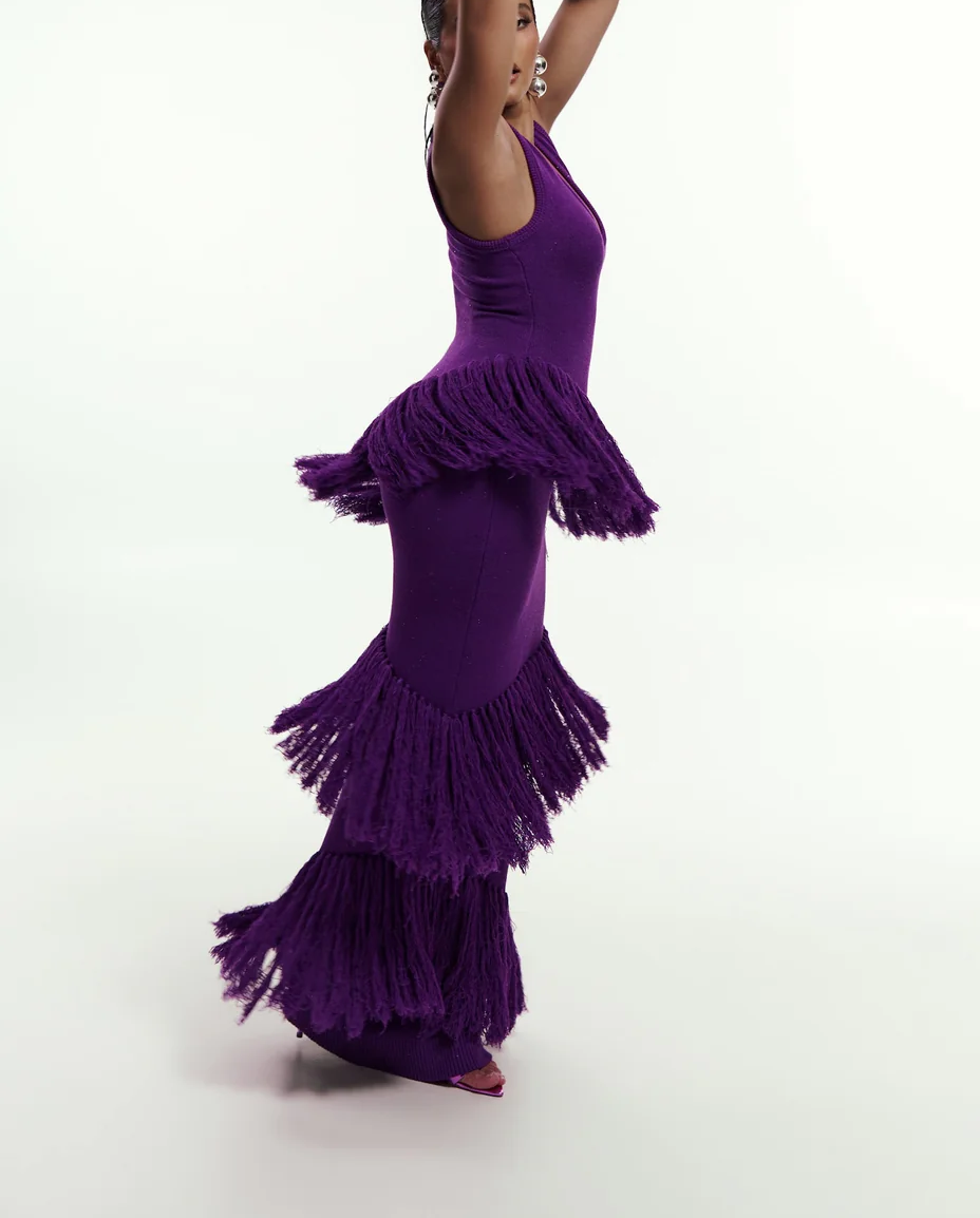 Sequin Fringe Maxi Dress