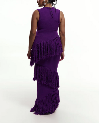 Sequin Fringe Maxi Dress