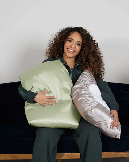 Double-sided satin sleeping cap and pillowcase
