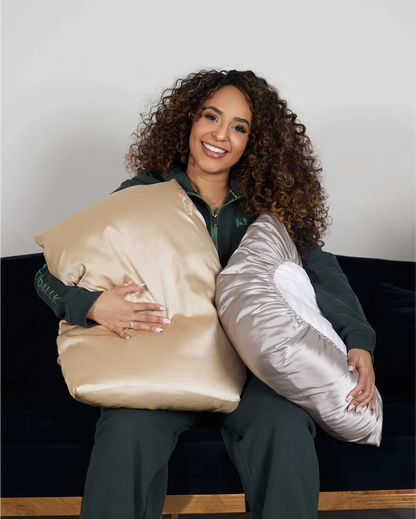 Double-sided satin sleeping cap and pillowcase