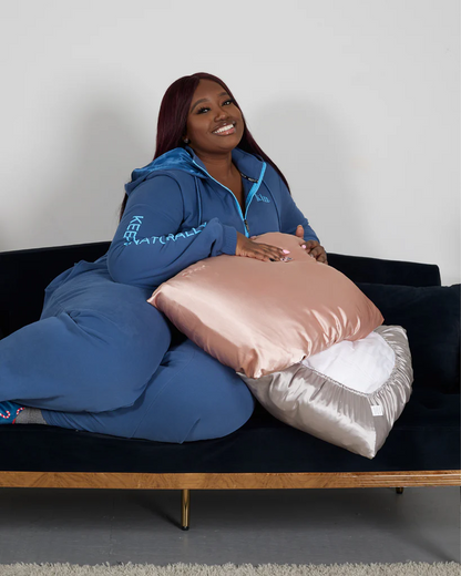 Double-sided satin sleeping cap and pillowcase