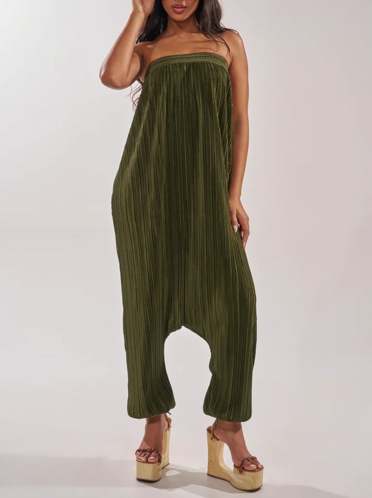Olive green low-rise jumpsuit