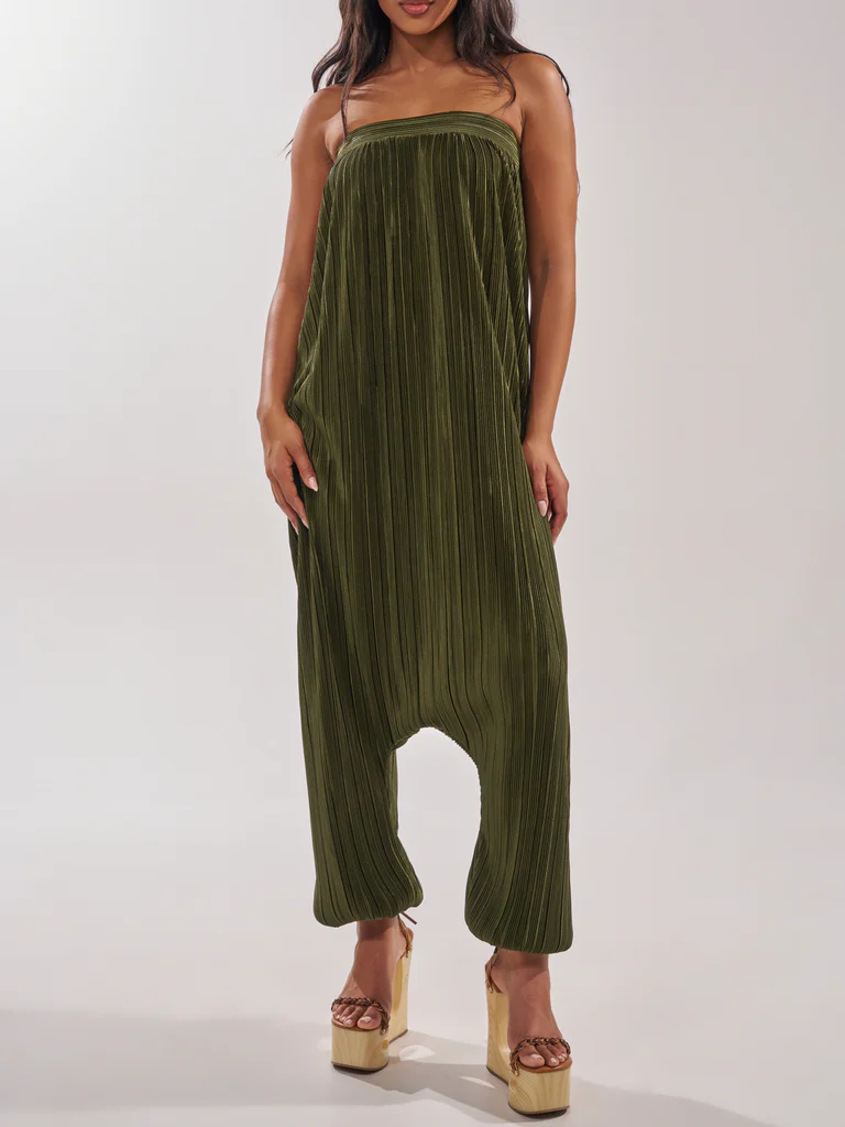 Olive green low-rise jumpsuit
