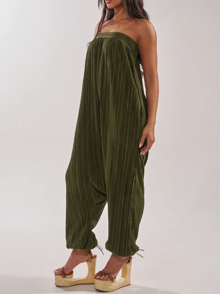 Olive green low-rise jumpsuit