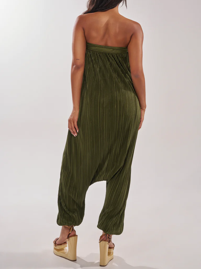 Olive green low-rise jumpsuit