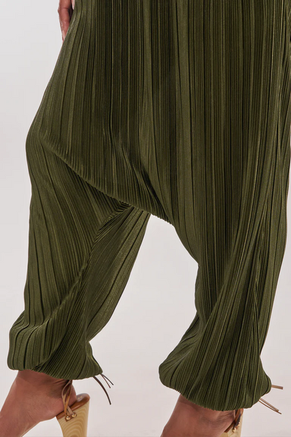 Olive green low-rise jumpsuit