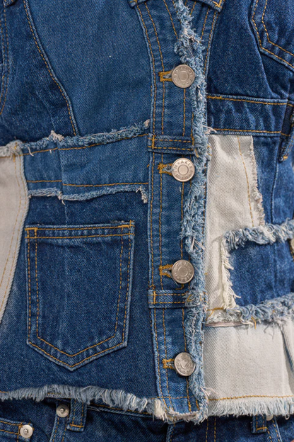 Denim Button Down+Wide Leg Denim Jeans