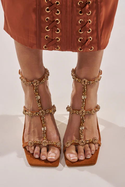 EMBELLISHED UPPER WEDGE SANDAL