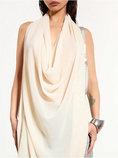 Backless Cowl Neck Sleeveless Tank Top