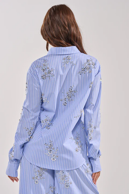 SWEET DREAMS RHINESTONE POPLIN BUTTONDOWN SET