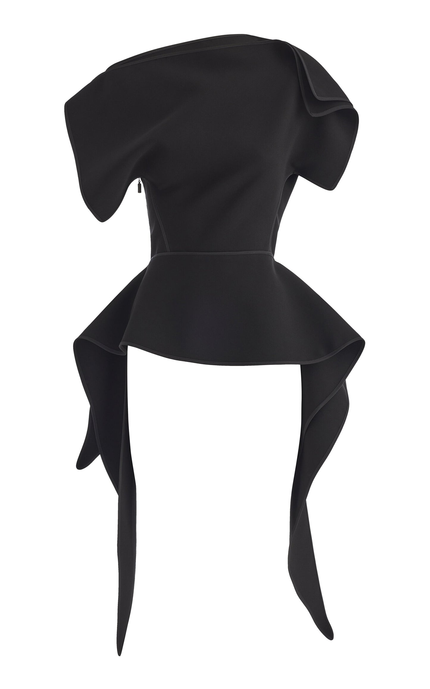 Draped Bonded-Crepe Top+Tassel Trousers