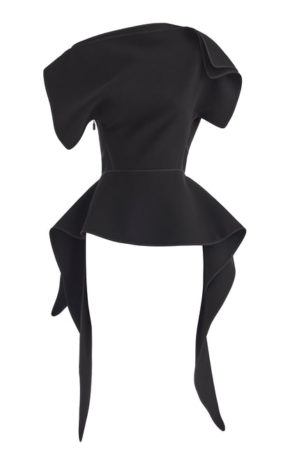 Draped Bonded-Crepe Top+Tassel Trousers