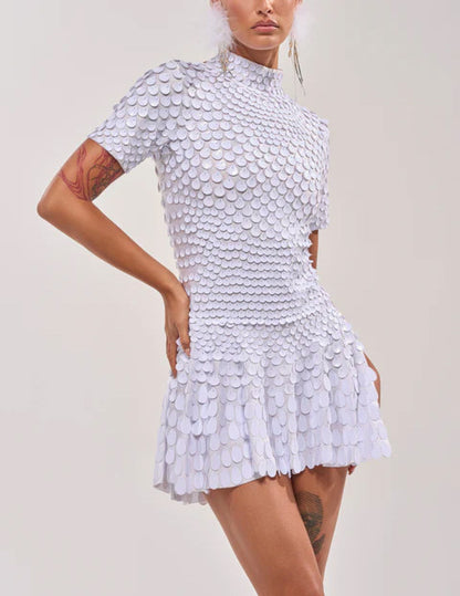 White sequined mini dress
