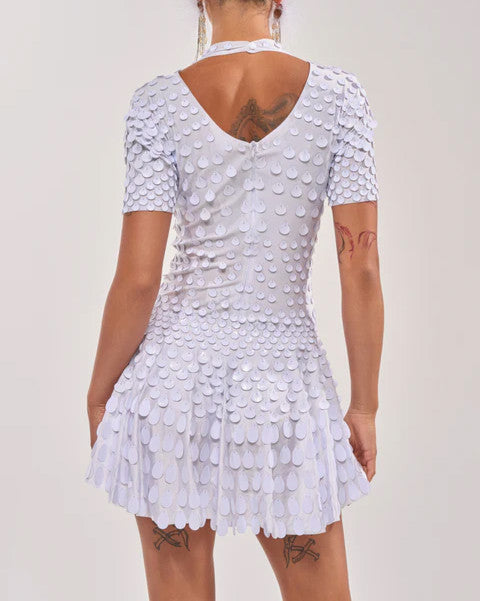 White sequined mini dress