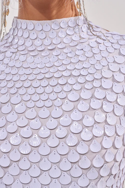 White sequined mini dress