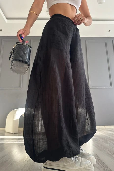 Sheer Balloon Trousers with White Lining