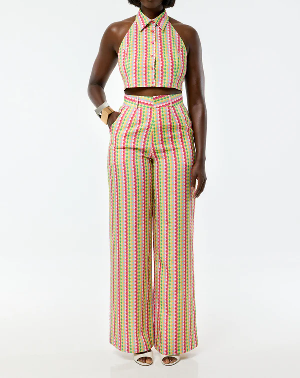 Multicolored Striped Shirt Set