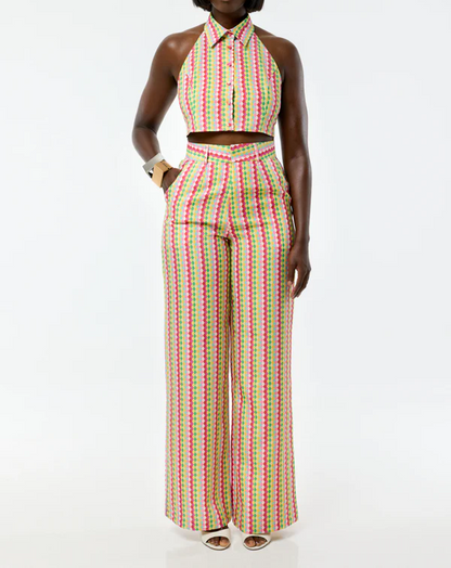 Multicolored Striped Shirt Set