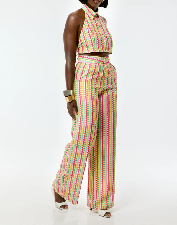 Multicolored Striped Shirt Set
