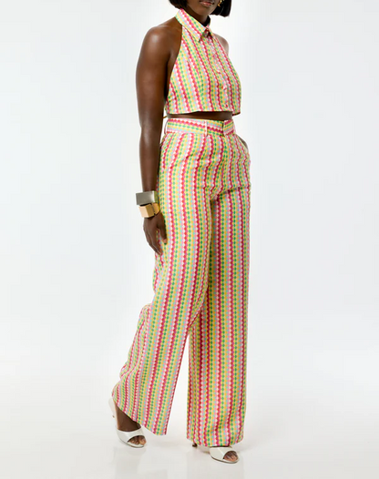 Multicolored Striped Shirt Set
