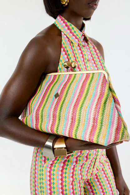 Multicolored Diamond-Print Bag