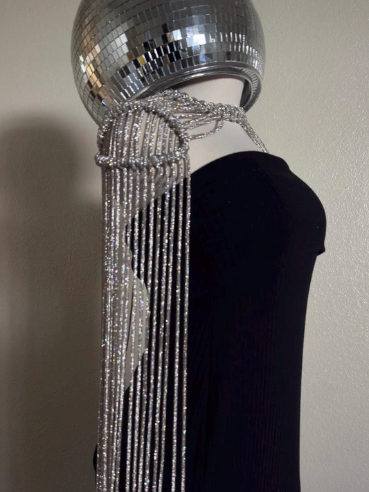 Rhinestone shoulder choker (20-25 in).
