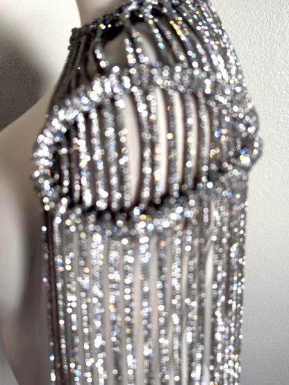 Rhinestone shoulder choker (20-25 in).