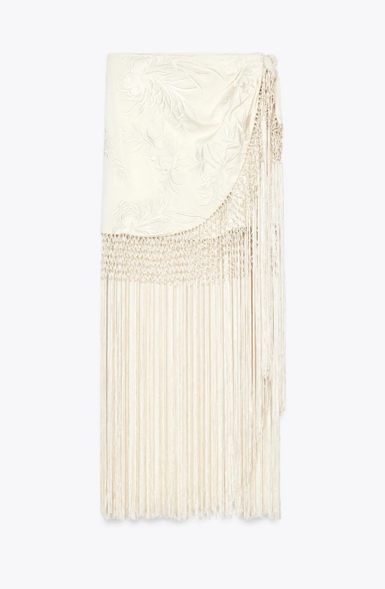 Pleated top + fringed skirt set