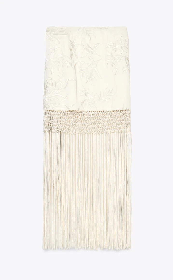 Pleated top + fringed skirt set