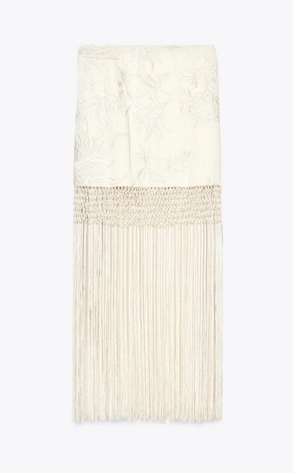Pleated top + fringed skirt set