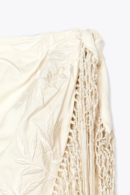 Pleated top + fringed skirt set