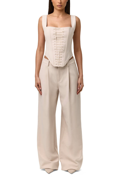 Suiting Corset Top+Pleated Wide Leg Pants
