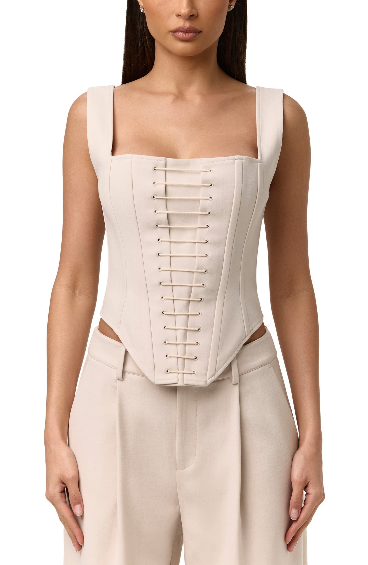 Suiting Corset Top+Pleated Wide Leg Pants