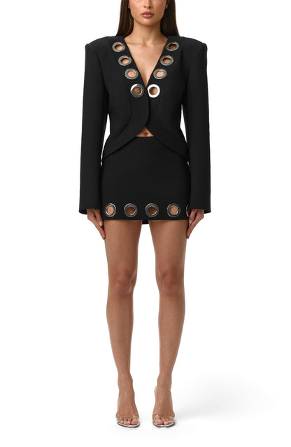 Grommet Blazer+Miniskirt