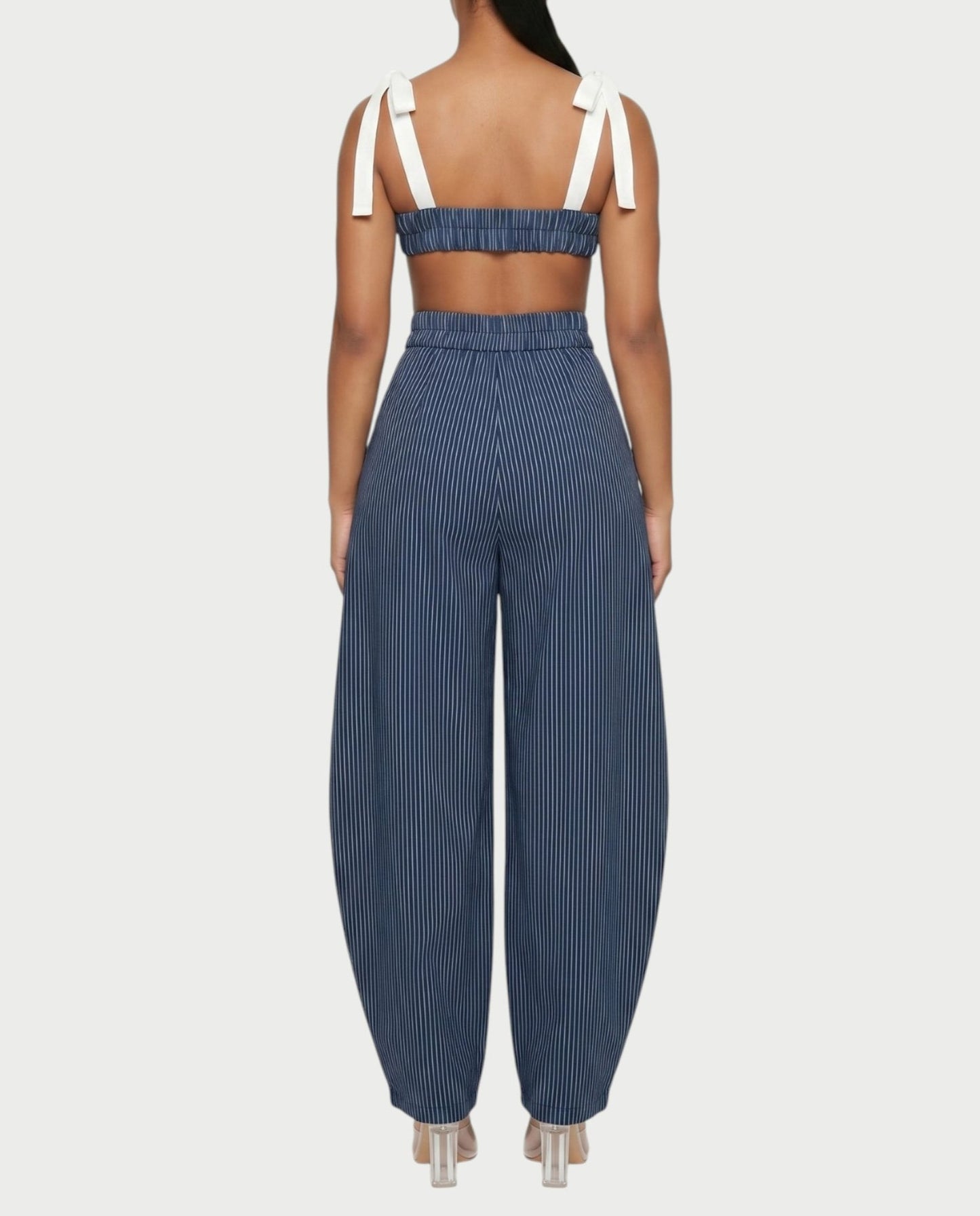 Pinstripe bralette +Barrel pants set