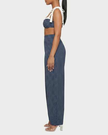 Pinstripe bralette +Barrel pants set