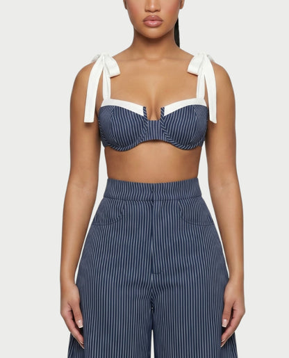 Pinstripe bralette +Barrel pants set